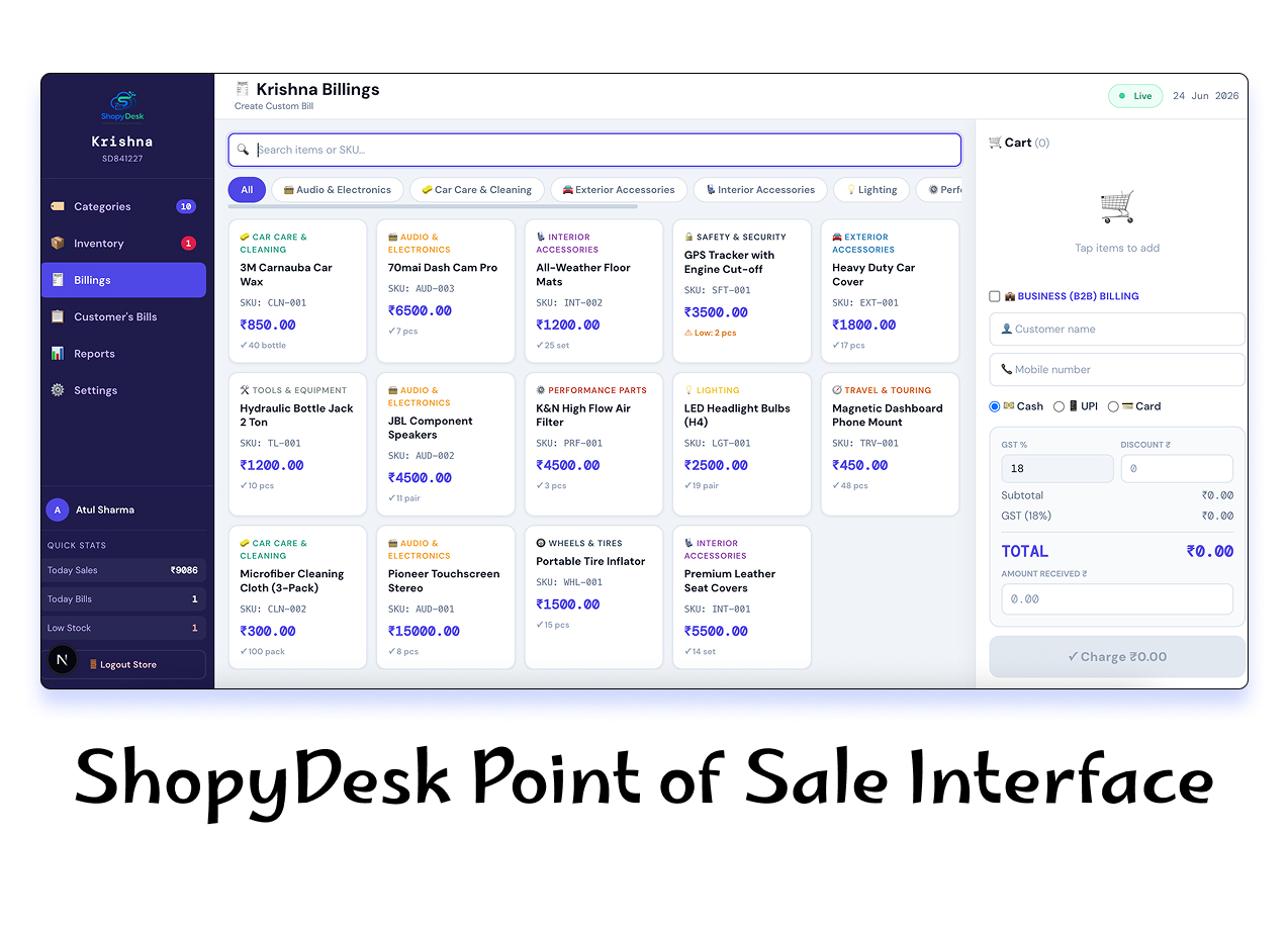 Shopydesk POS Screen